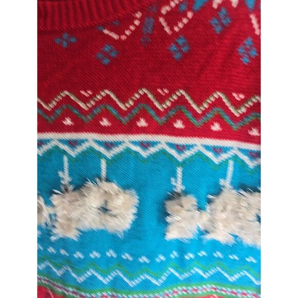 Santa Sequined Christmas Sweater Womens Large Festive Holiday Cozy Ho Ho Ho - Picture 7 of 12